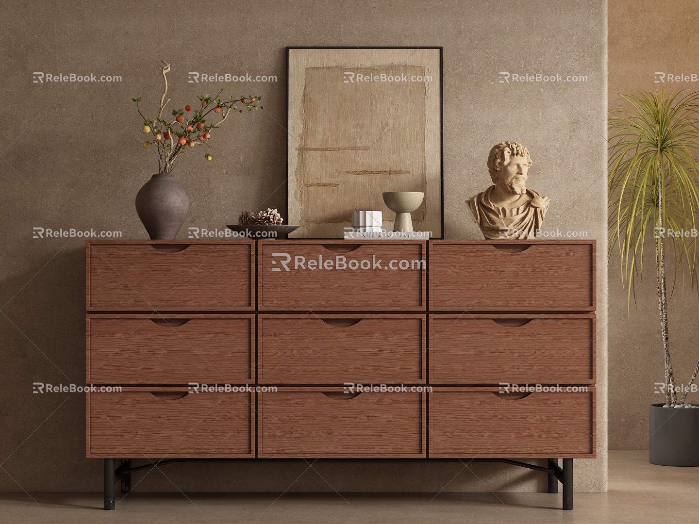 Middle Ancient Porch Cabinet Sideboard Side Cabinet 3d model