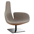 Stylish Light Beige Upholstered Accent Chair With Gray Brown Pillows And Matching Ottoman