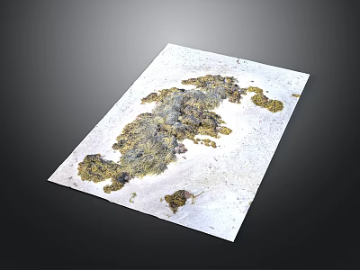 White Paper With Yellow Green Spots And Textured Pattern On Dark Background 3d model