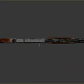 Vintage Camouflage Shotgun With Wooden Stock Metal Barrel Reflective Surface And Classic Design Elements