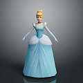 Cinderella 3D Model With Blue Ball Gown White Gloves And Blonde Hair