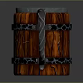 Rustic Wooden Mug with Intricate Wood Grain Silver Metal Bands and Curved Handle