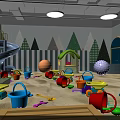 Indoor Playground With Slide Ball Pit Carousel Toy Cars And Climbing Areas