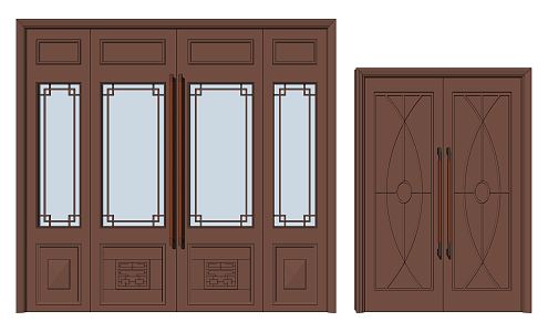 New Chinese Double Door Lobby Entry Door Copper Door 3d model