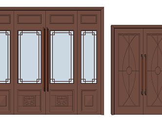 New Chinese Double Door Lobby Entry Door Copper Door 3d model