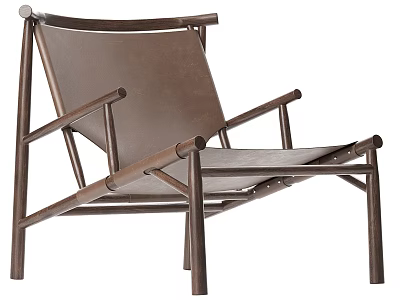 Elegant Modern Armchair With Wooden Frame And Leather Seat Backrest 3d model