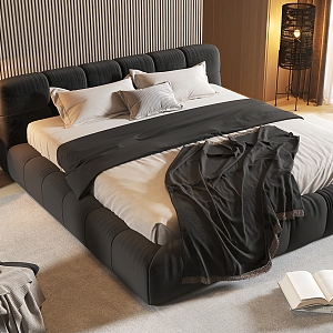 Minotti Double Bedroom Light Luxury Bedroom Double Bed Leisure Chair Small Chandelier 3d model