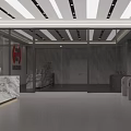 Modern Corporate Office Reception Design With Luxury Marble Counter And Custom Brand Logo On Wall