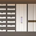 Modern Wardrobe Doors With Sleek Vertical Panel Design And White Handle Details 3d model
