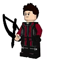 Building Blocks Minifigure Dressed In Red And Black Striped Outfit Holding Black Staff And Bow