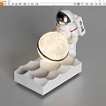 Astronaut Shaped Table Lamp With Glowing Moon Orb And Moon Surface Base 3d model