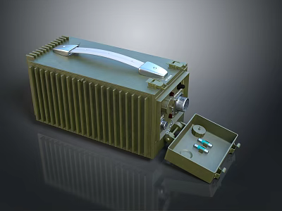 Military Weapon Accessory With Green Casing Portable Handle Heat Sink And Open Small Compartment 3d model