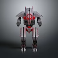 Futuristic Humanoid Robot With Silver Gray Mechanical Body And Red Glowing Elements 3d model
