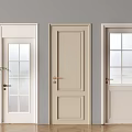 Modern Light Colored Hinged Doors With Glass Panels And Solid Panel Interior Designs 3d model