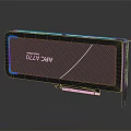 ARC A770 Computer Graphics Card With Black Carbon Fiber Texture And Blue LED Lighting 3d model