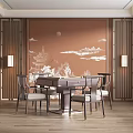 New Chinese Chess and Card Room Mahjong Table 3d model