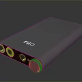 FiiO Blue Portable Audio Device With Yellow Circular Ports And Control Knob