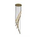 Modern Linear Geometric Chandelier With Gold Metal Frame And Hanging Pendant Design