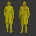 Man In White Coat With Stethoscope Front And Back Views On Gray Background 3d model
