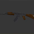 Classic Assault Rifle Weapon With Wooden Stock Grip And Metal Barrel Magazine