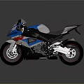 Sleek Modern Sport Motorcycle In Blue White Black With Red Wheels And Silver Exhaust