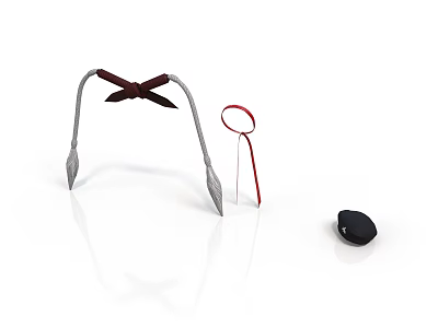 Decorative Scene Components With Metal Stand Bow Red Loop And Black Object 3d model