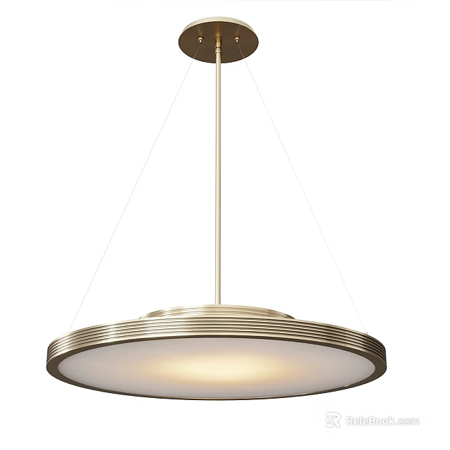 Sleek Modern Circular Pendant Light With Metal Frame And White Shade 3d model