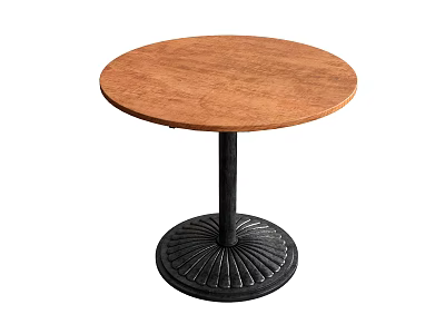 Round Wooden Dining Table with Black Metal Pedestal Featuring Radiant Patterns Modern Home Dining Design 3d model