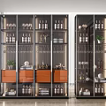 Modern Wine Cabinet With Glass Doors Wine Bottles Glasses And Decorative Items