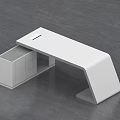 Modern Office Desk With White Sleek Design Blue LED Light And Storage Compartments