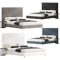 Modern Double Bed With Dark Headboard White Pillows And Brown Throw Blanket