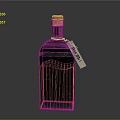 Purple Glass Spirit Bottle With Cork Stopper And Hanging Tag