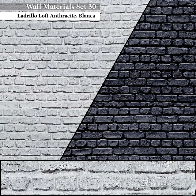 Black And White Brick Wall Design With Geometric Pattern And Contrasting Tones 3d model 