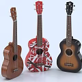 Musical Instruments Art Supplies Featuring Colorful Ukuleles With Wooden And Painted Designs
