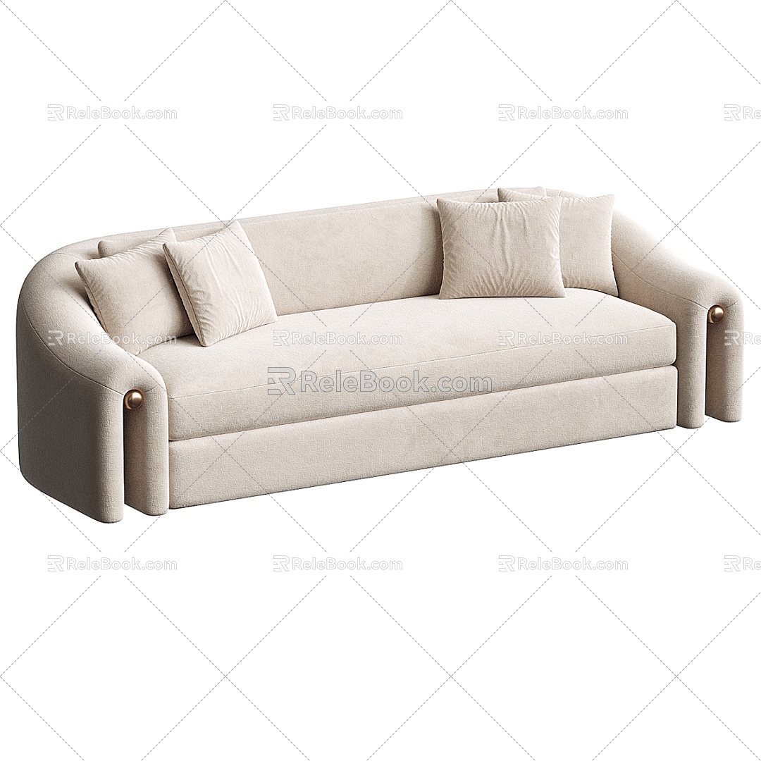 Modern Multi-person Sofa Living Room Sofa Solid Wood Sofa 3d model