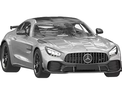 Silver Mercedes Sports Car With Sleek Body Design And Front Grille Headlights 3d model
