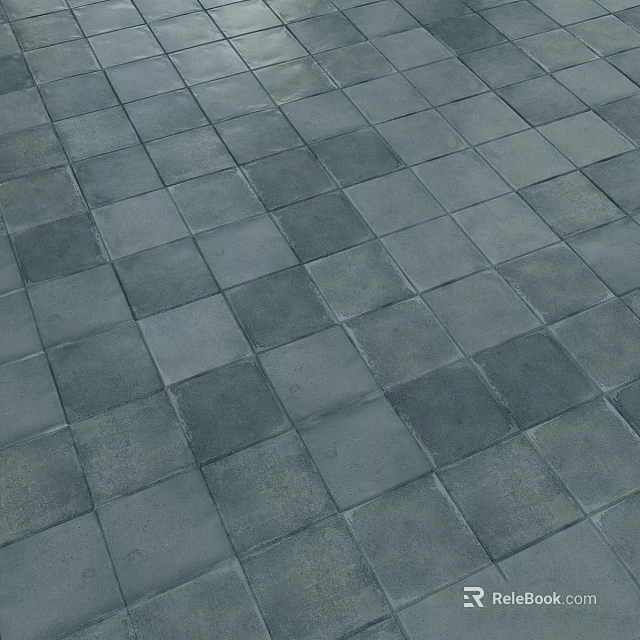 Gray Square Paving Tiles Neatly Arranged On Indoor Floor Surface 3d model 