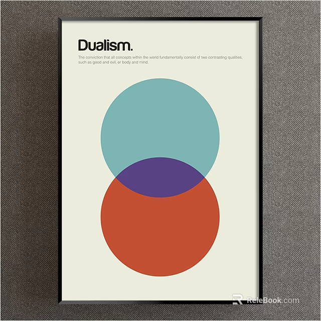 Dualism Concept Poster Design With Overlapping Light Blue Purple Red Circles 3d model 