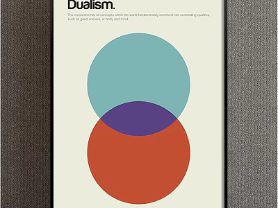 Dualism Concept Poster Design With Overlapping Light Blue Purple Red Circles 3d model