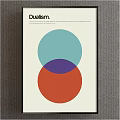 Dualism Concept Poster Design With Overlapping Light Blue Purple Red Circles