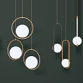 Modern Pendant Lights With Gold Geometric Frames And White Globe Shades 3d model