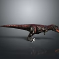 Tyrannosaurus Rex Dinosaur Model With Detailed Skin Texture And Red Brown Color On Gray Background