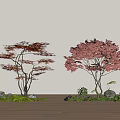 red maple landscape tree maple claw tree moss terrain 3d model