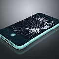 Close Up Of Damaged Smartphone With Cracked Screen And Shattered Display Glass