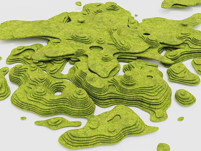 Green Layered Micro Terrain Model With Undulating Surface And Detailed Texture 3d model