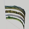 Scenic Garden Landscape With Rolling Mountains Lush Forests Green Lawns And Natural Views