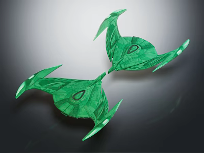 Green Symmetrical Multi Bladed Decorative Object With Modern Artistic Design 3d model