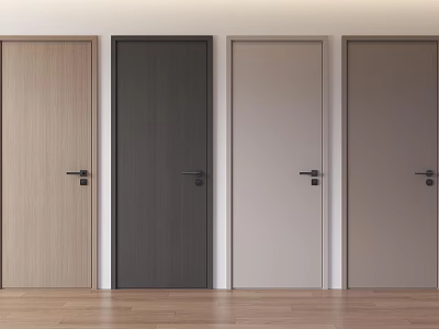 Four Stylish Wooden Hinged Doors in Various Colors for Interior Design 3d model