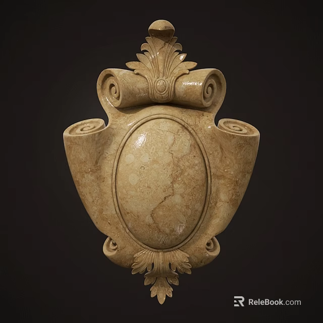 Intricate Carved Ornamental Design With Scroll Details And Oval Center 3d model 