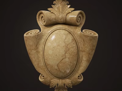 Intricate Carved Ornamental Design With Scroll Details And Oval Center 3d model